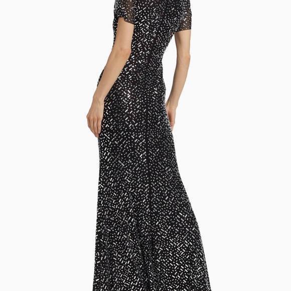 Self-Portrait Square Rhinestone Mesh Maxi Dress. Size 6 - Picture 3 of 6